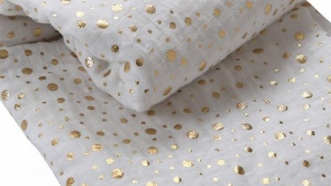 Metallic Gold Dot Muslin Swaddle Blanket