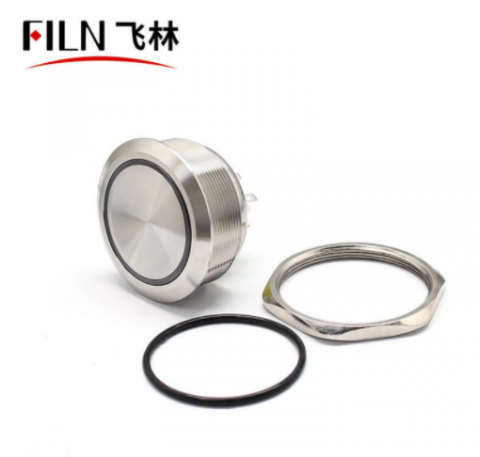 40MM Big Push Button Switch 8PIN IP67 Metal Ring Switch With Light