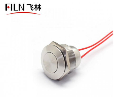 FILN 110V Momentary Push Button Switch 22MM Flat Stainless Steel